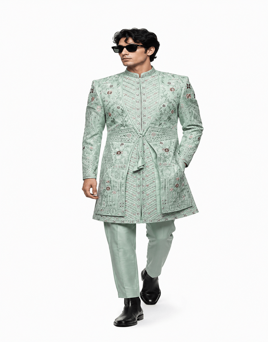 Men's Mint Green Designer Sherwani