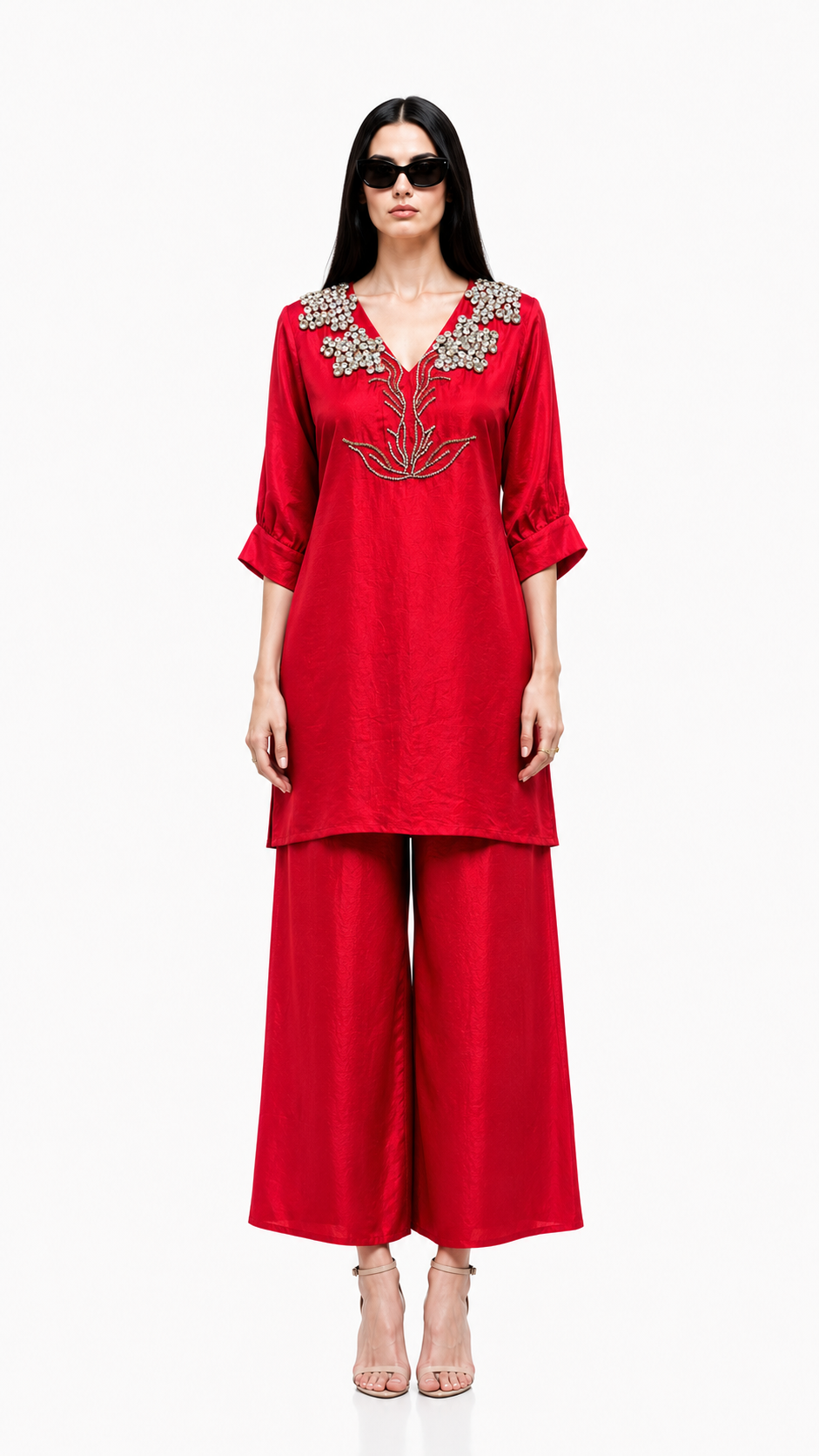 Scarlet Embellished Kurti & Skirt Set