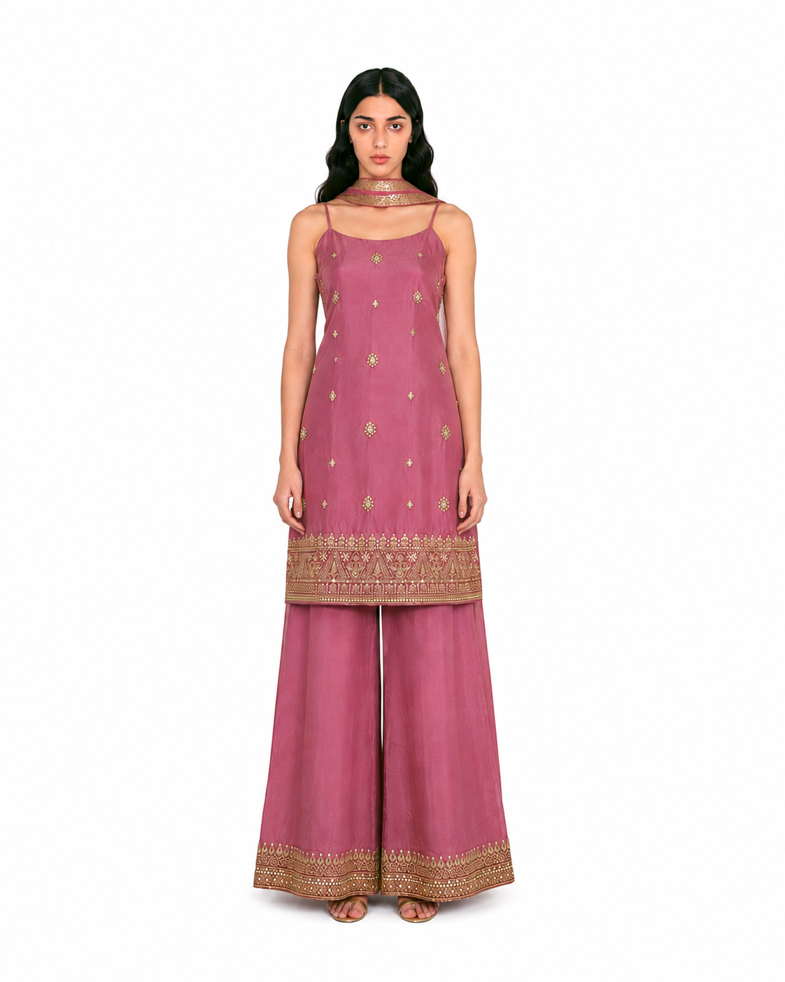 Dusty Rose Embroidered Kurta Set