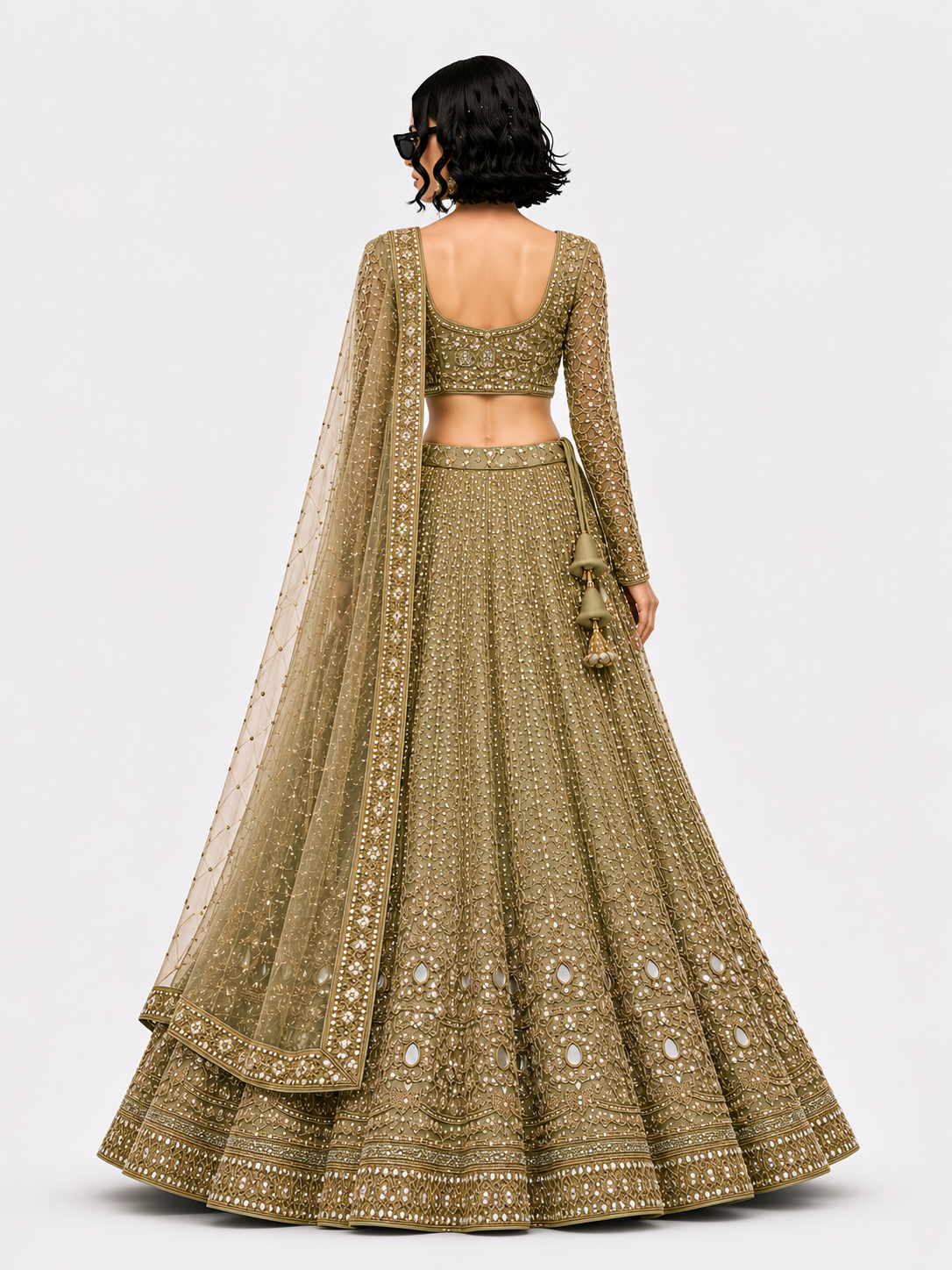 Pastel Green Embroidered Lehenga Set