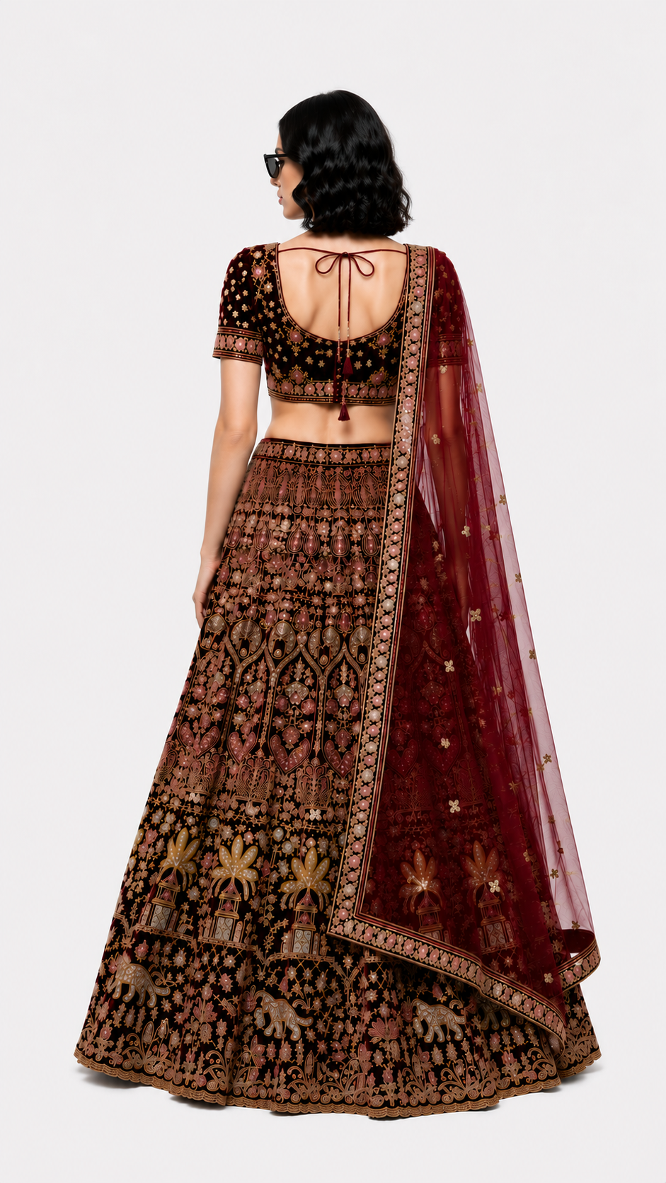 Imperial Wine Embroidered Lehenga