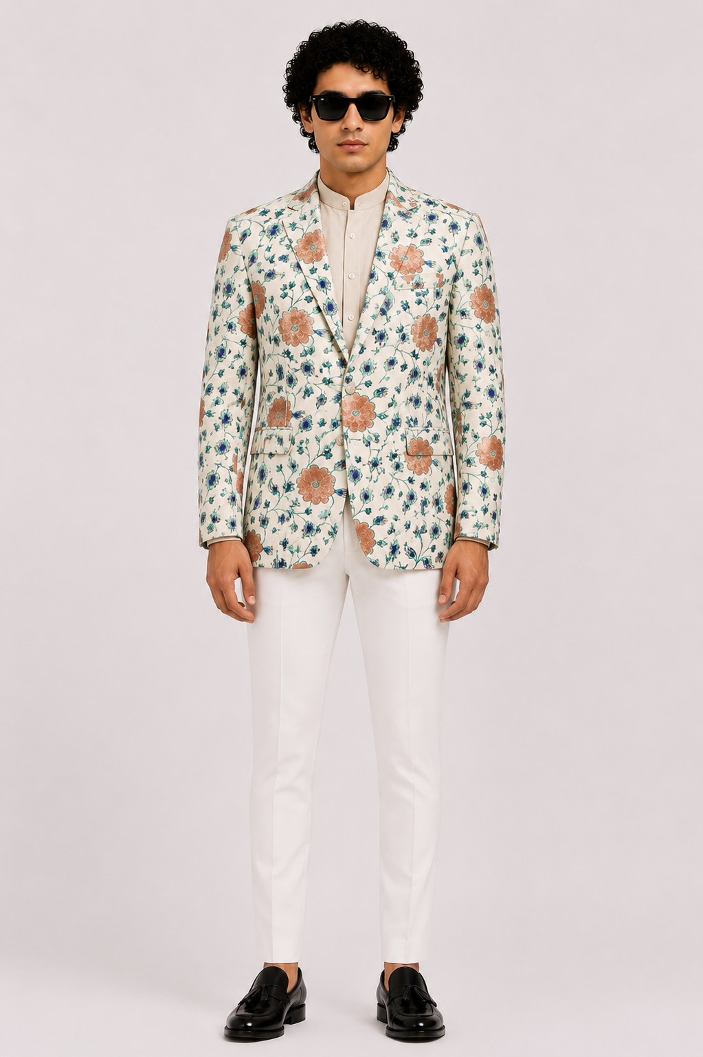 Men's Premium Floral Embroidered Sequin Blazer