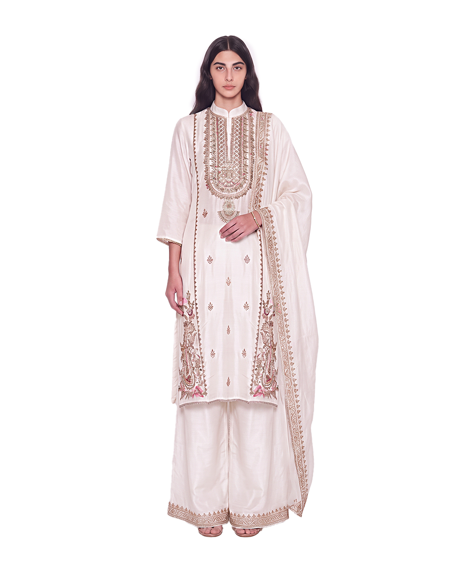 White Embroidered Kurta Set with Dupatta