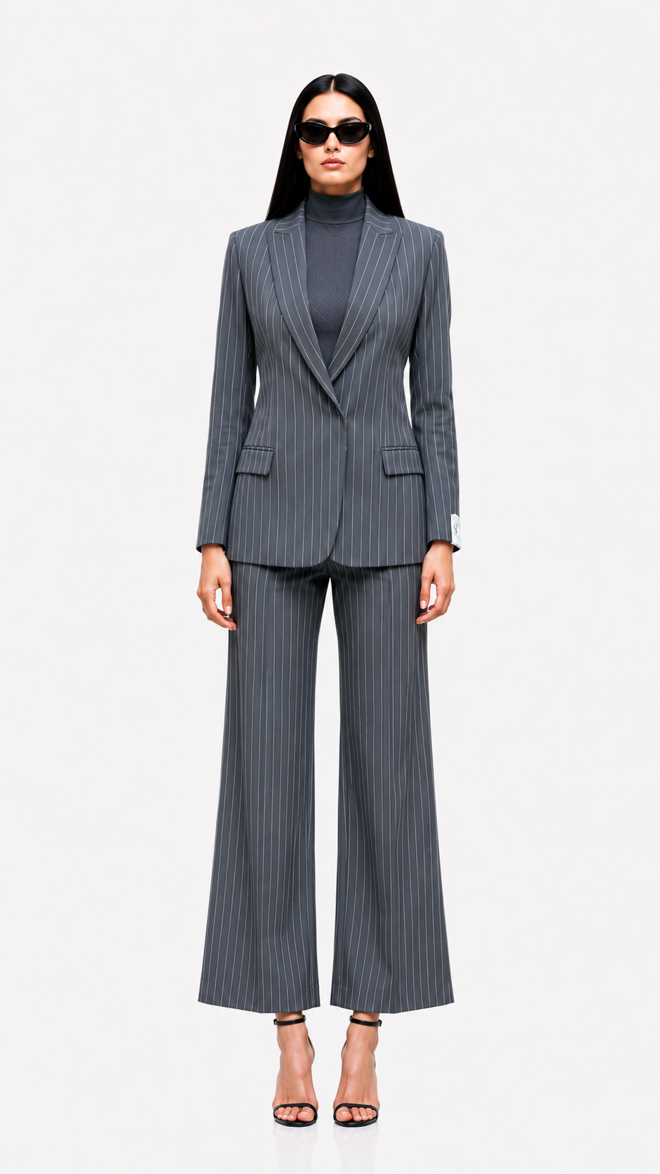 Charcoal Grey Pinstripe Tailored Women's Blazer