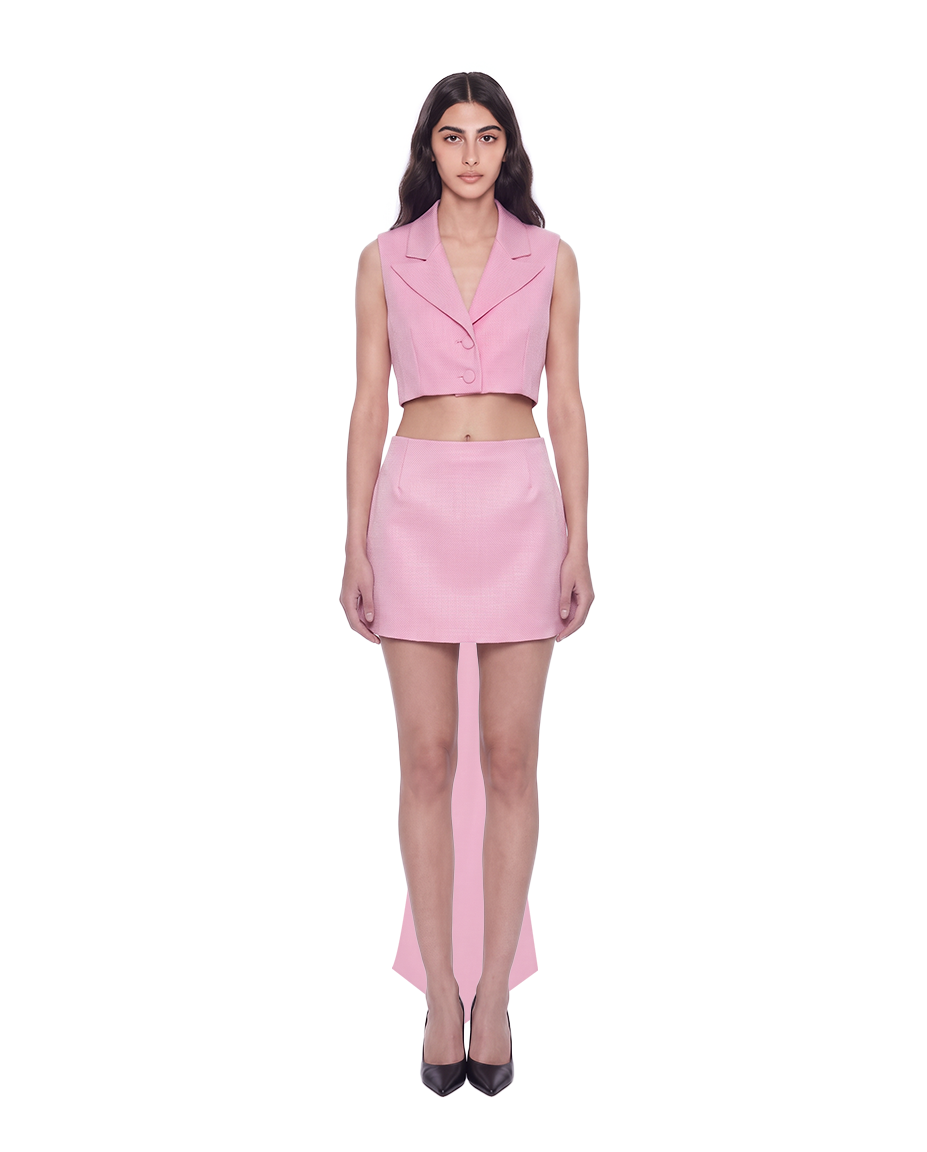 Blush Pink Statement Bow Drape Skirt