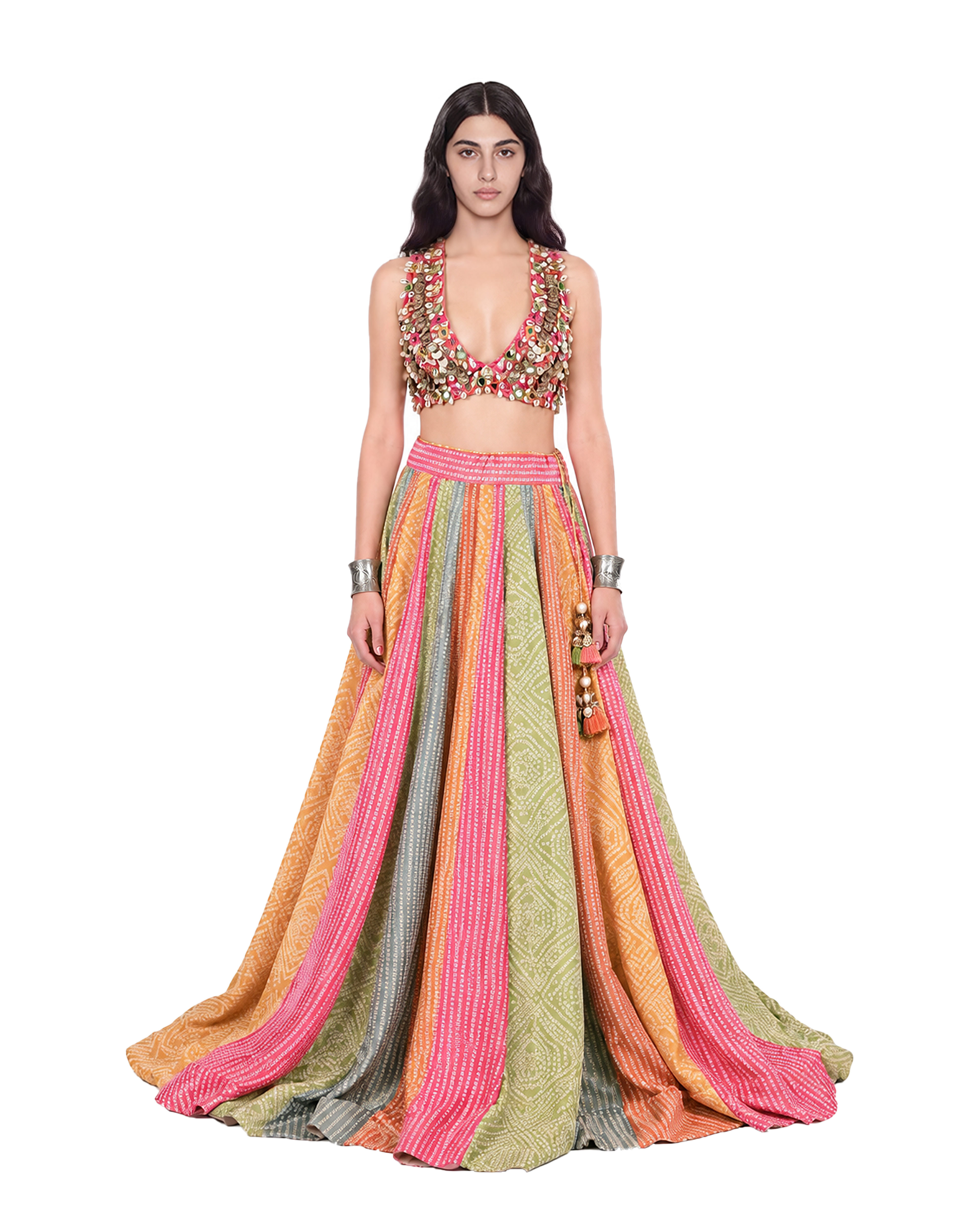 Multicolour Shimmer Bandhani Lehenga Set