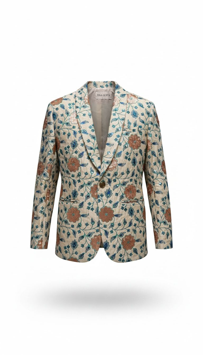 Men's Premium Floral Embroidered Sequin Blazer