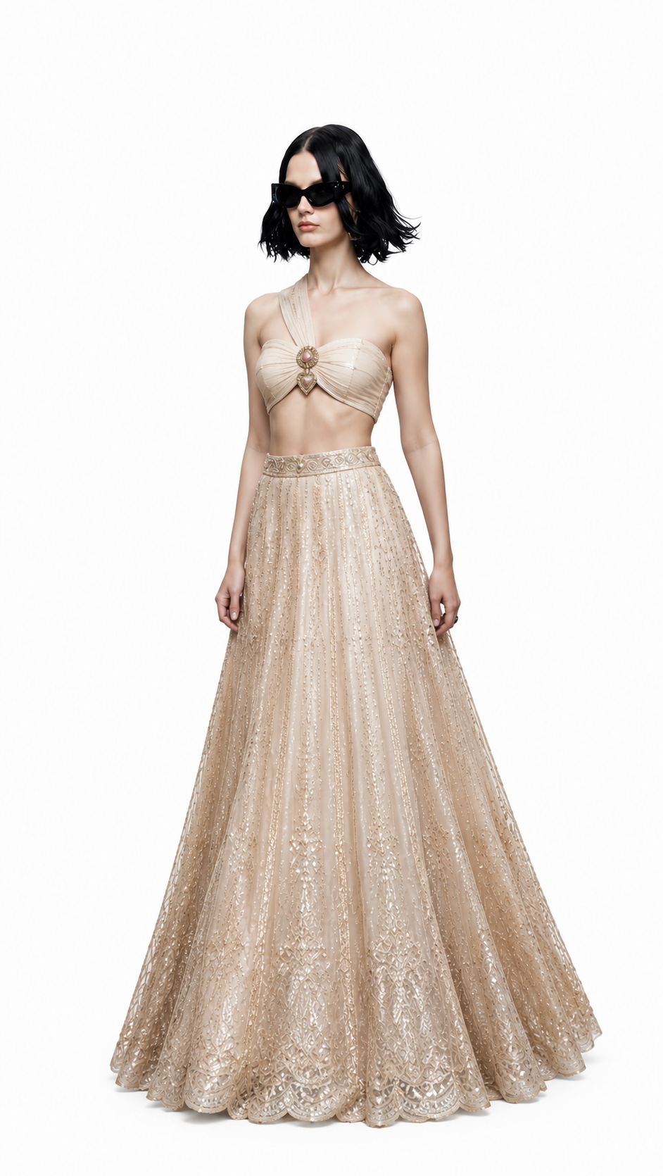 Champagne Embellished Lehenga Set