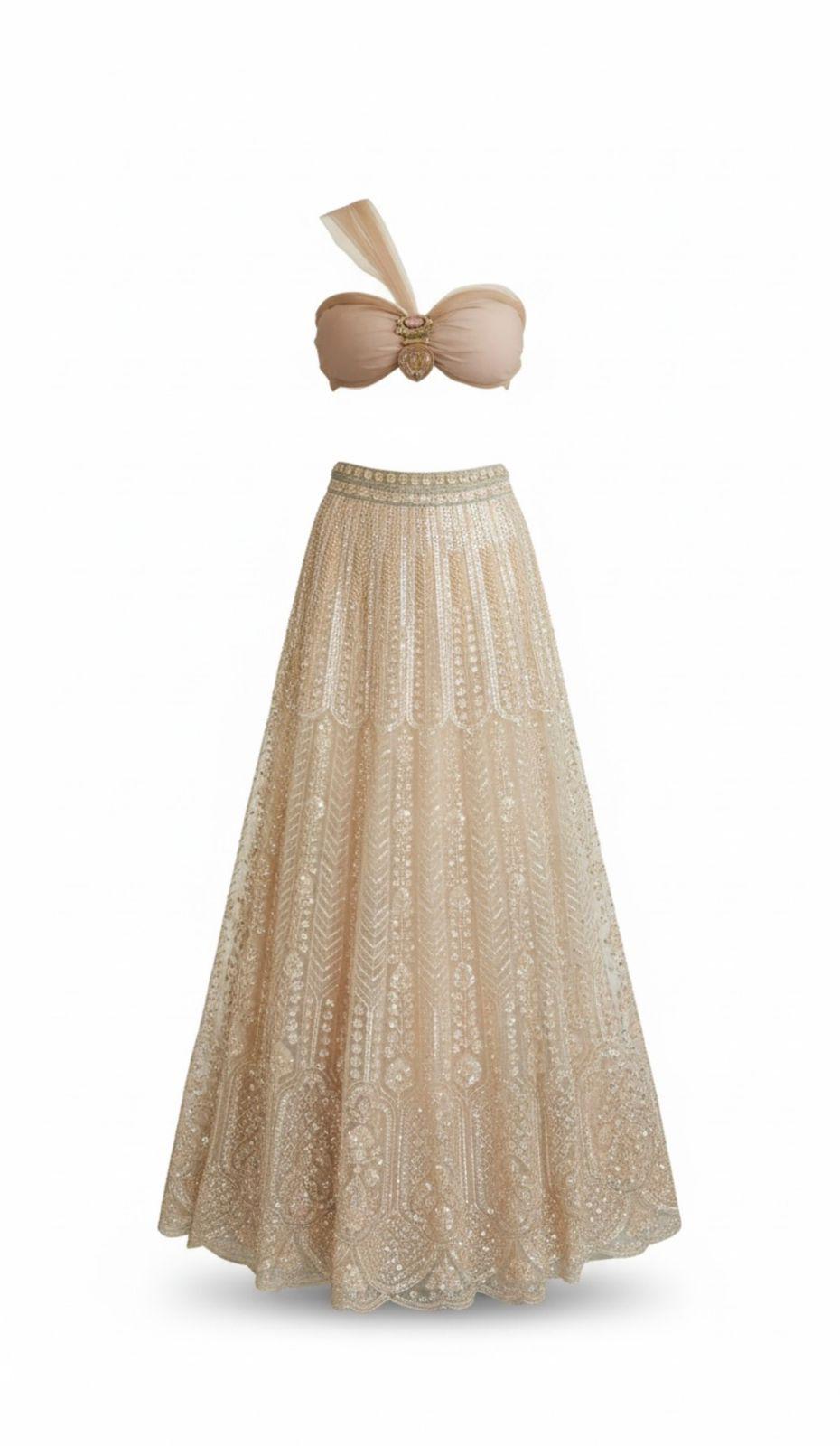 Champagne Embellished Lehenga Set