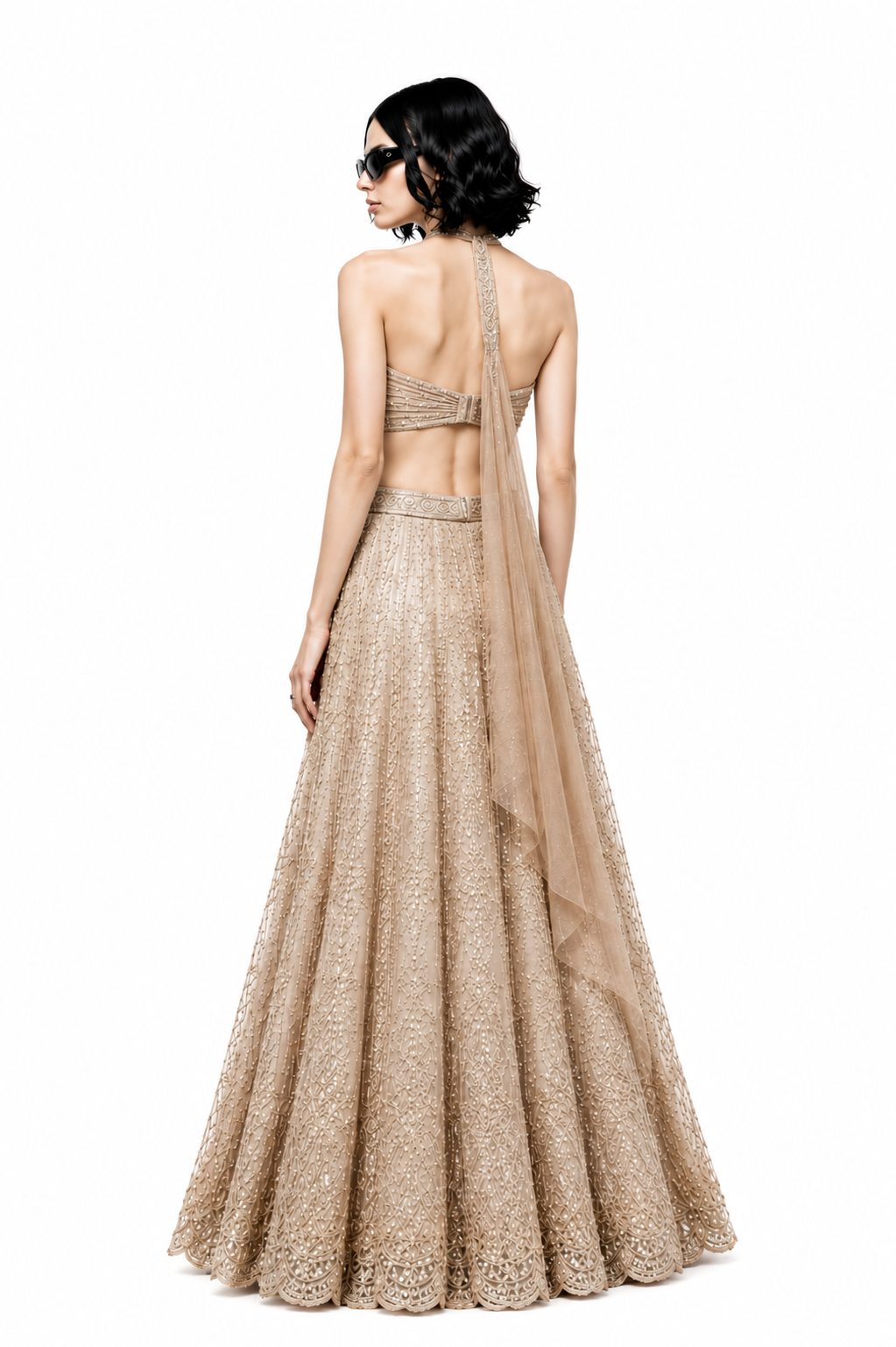 Champagne Embellished Lehenga Set